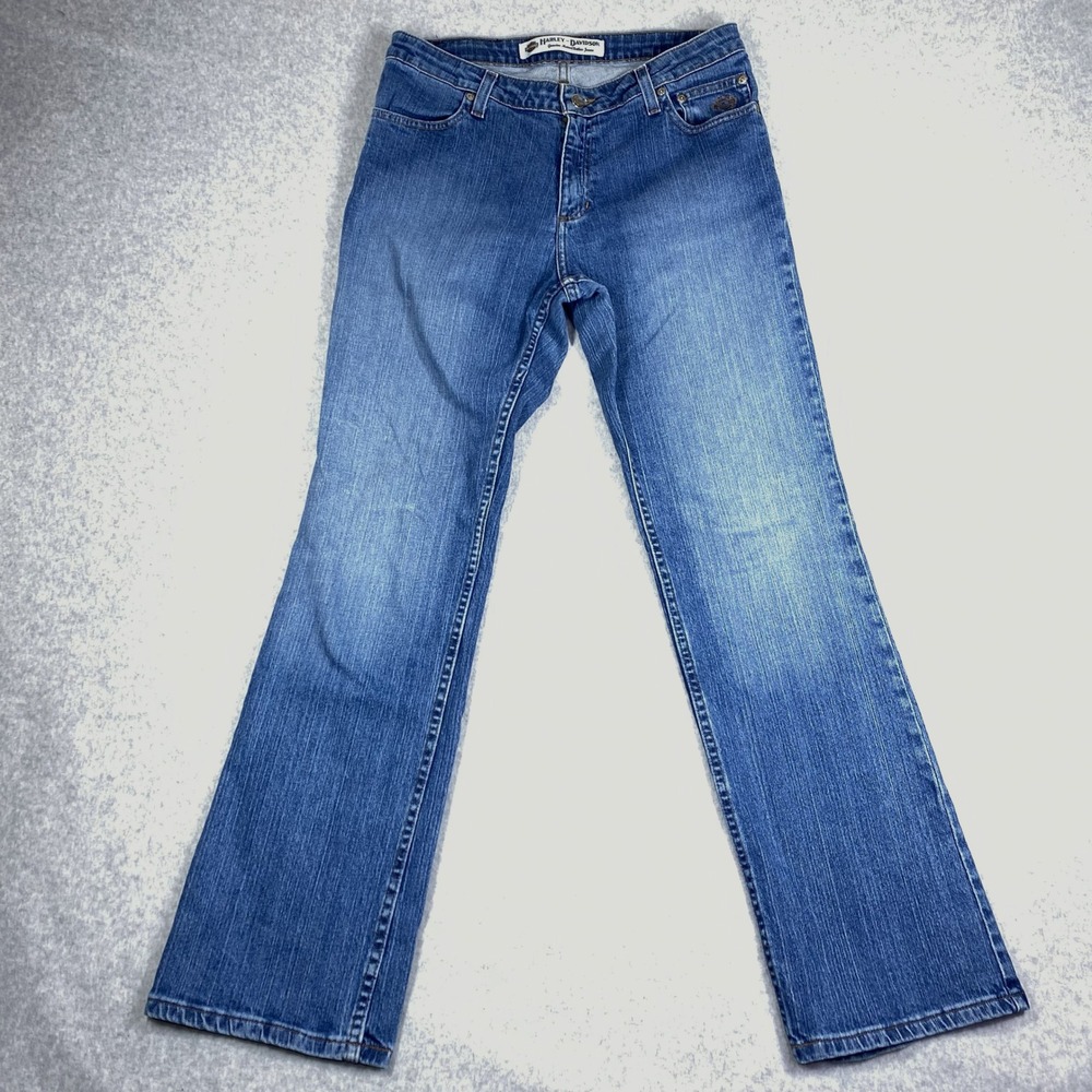 Harley-Davidson Bootcut Jean Women 10 Regular 32x32 Blue Excellent Stretch Biker